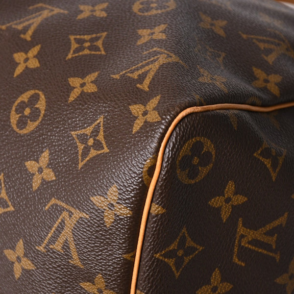LOUIS VUITTON ルイヴィトン モノグラム キーポル45 ボストンバッグ M41428 PVC ヌメ革 ブラウン ゴールド金具 美品 中古 4a002922