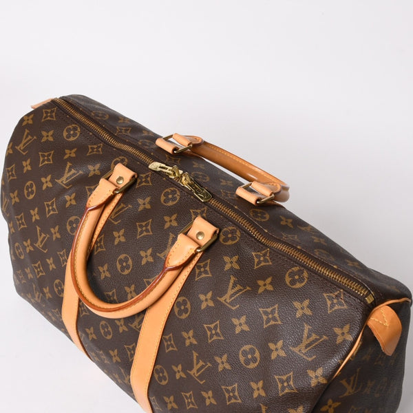 LOUIS VUITTON ルイヴィトン モノグラム キーポル45 ボストンバッグ M41428 PVC ヌメ革 ブラウン ゴールド金具 美品 中古 4a002922