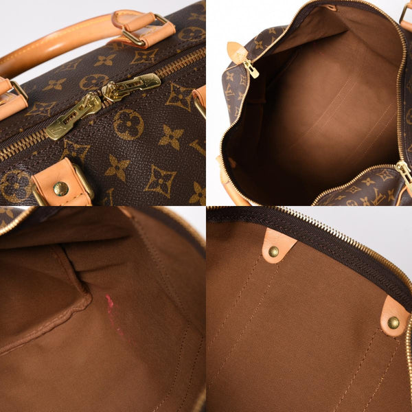 LOUIS VUITTON ルイヴィトン モノグラム キーポル45 ボストンバッグ M41428 PVC ヌメ革 ブラウン ゴールド金具 美品 中古 4a002922