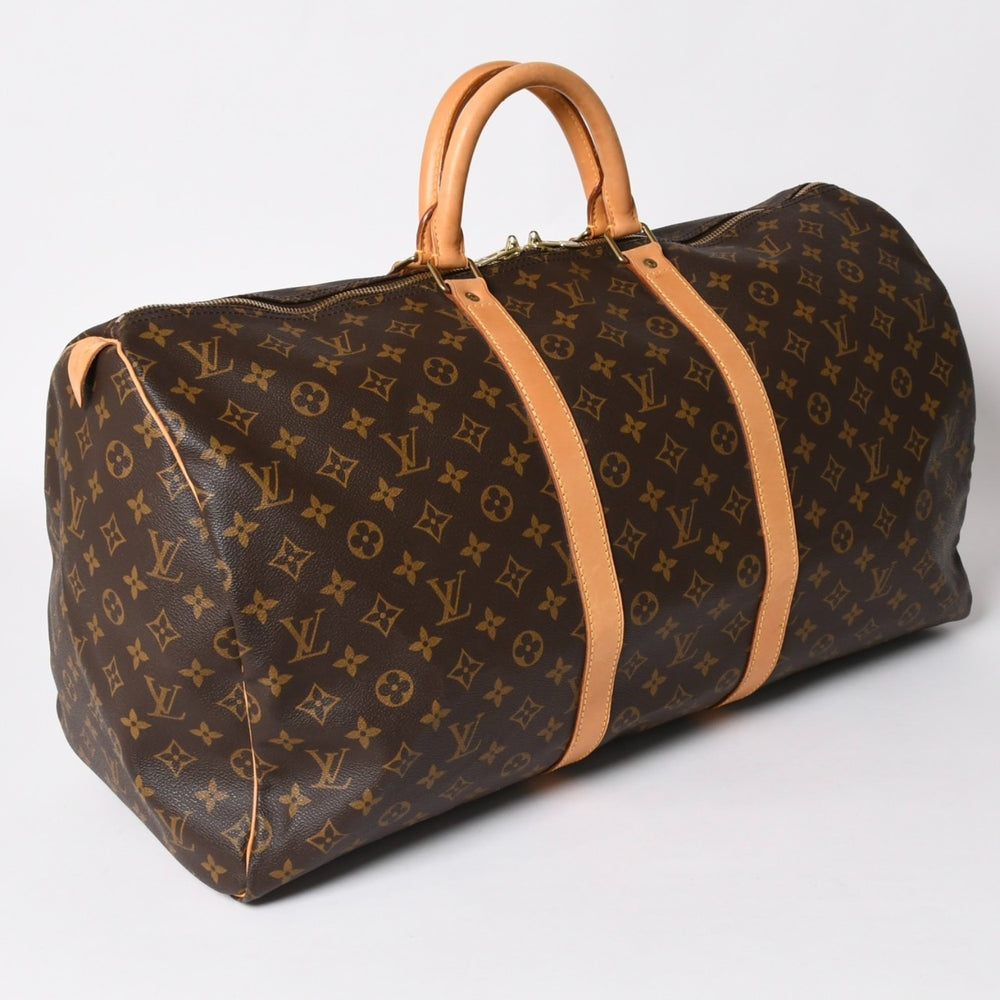 極美品 LOUIS VUITTON ルイヴィトン キーポル55 ボストンバッグ M41414 モノグラム ブラウン ゴールド金具 中古 4a003185