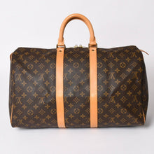 Load image into Gallery viewer, LOUIS VUITTON ルイヴィトン モノグラム キーポル45 ボストンバッグ M41428 PVC ヌメ革 ブラウン ゴールド金具 美品 中古 4a002922
