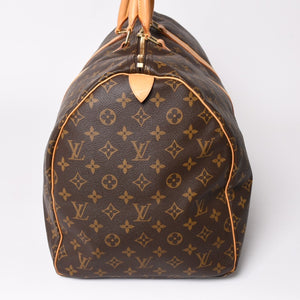 極美品 LOUIS VUITTON ルイヴィトン キーポル55 ボストンバッグ M41414 モノグラム ブラウン ゴールド金具 中古 4a003185