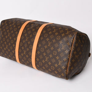 極美品 LOUIS VUITTON ルイヴィトン キーポル55 ボストンバッグ M41414 モノグラム ブラウン ゴールド金具 中古 4a003185