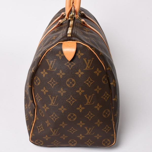 LOUIS VUITTON ルイヴィトン モノグラム キーポル45 ボストンバッグ M41428 PVC ヌメ革 ブラウン ゴールド金具 美品 中古 4a002922