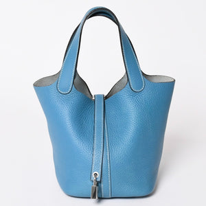 HERMES エルメス Picotin Lock PM ピコタンロックPM ハンドバッグ □K刻印 ブルージーン トリヨンクレマンス SV金具 美品 中古 4a003271