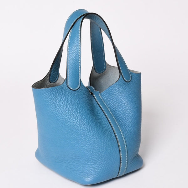 HERMES エルメス Picotin Lock PM ピコタンロックPM ハンドバッグ □K刻印 ブルージーン トリヨンクレマンス SV金具 美品 中古 4a003271