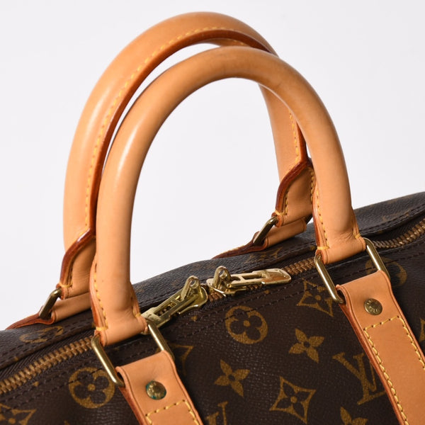 LOUIS VUITTON ルイヴィトン モノグラム キーポル45 ボストンバッグ M41428 PVC ヌメ革 ブラウン ゴールド金具 美品 中古 4a002922