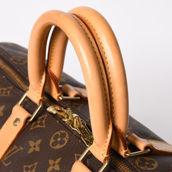 LOUIS VUITTON ルイヴィトン モノグラム キーポル45 ボストンバッグ M41428 PVC ヌメ革 ブラウン ゴールド金具 美品 中古 4a002922