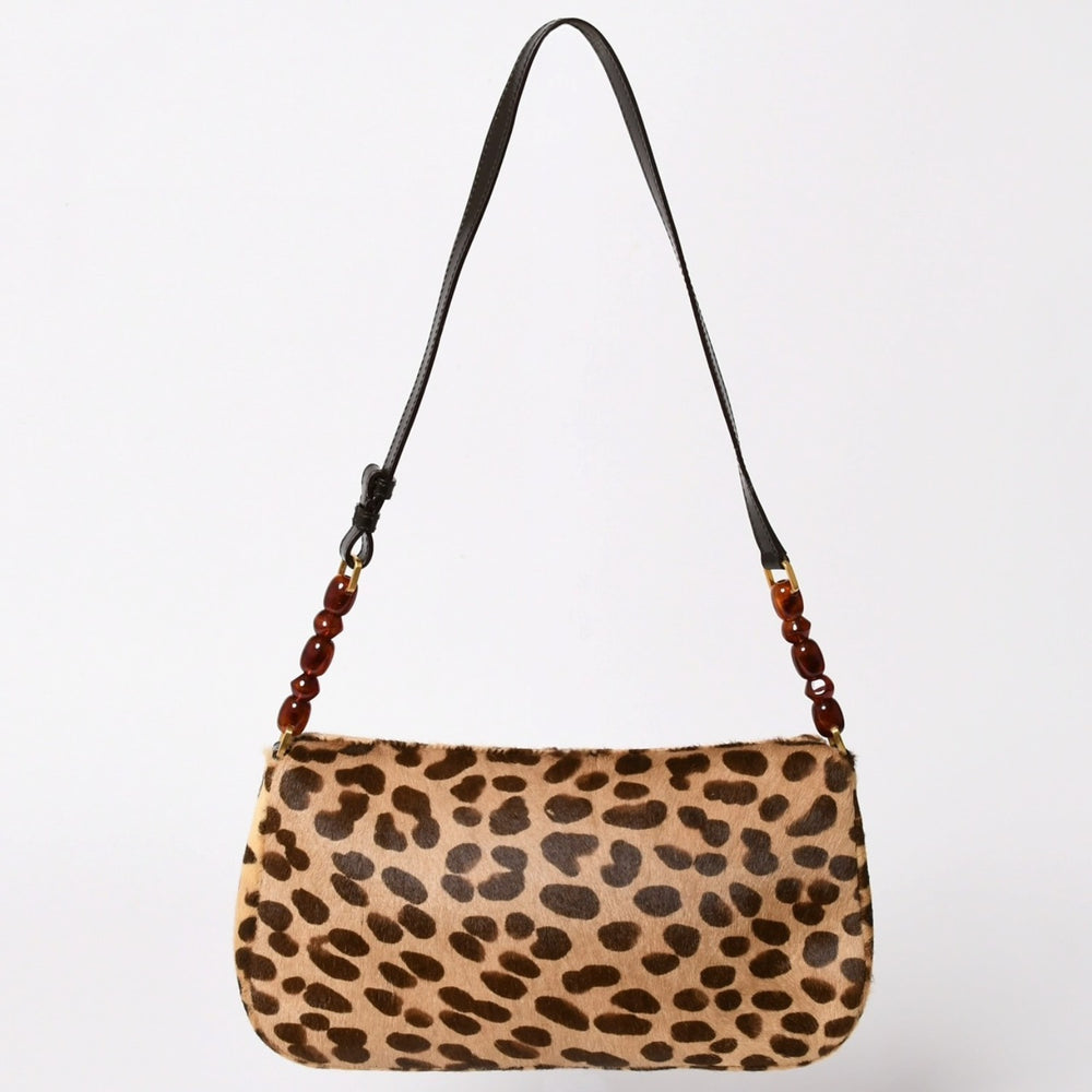 Very Good Condition Christian Dior Haraco One Shoulder Bag MA-0010 Maris Pearl Leopard Galliano Period Used 4a002924
