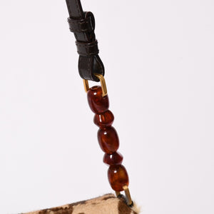 極美品 Christian Dior クリスチャンディオール ハラコ ワンショルダーバッグ MA-0010 マリスパール レオパード ガリアーノ期 中古 4a002924
