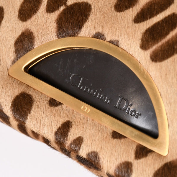 極美品 Christian Dior クリスチャンディオール ハラコ ワンショルダーバッグ MA-0010 マリスパール レオパード ガリアーノ期 中古 4a002924