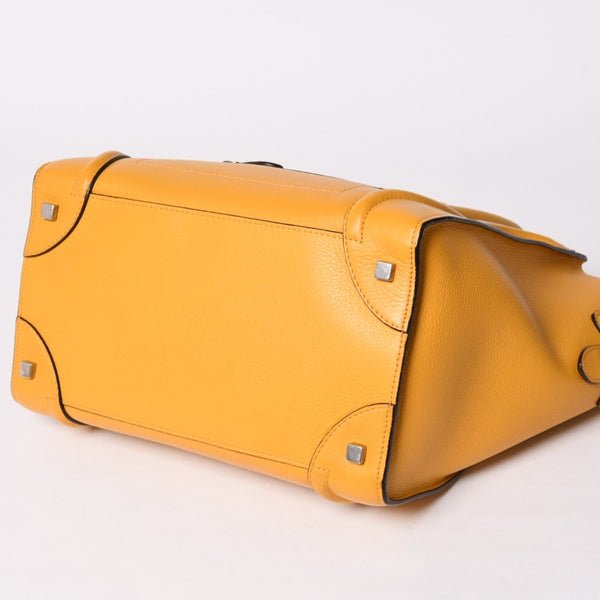 極美品 CELINE セリーヌ ラゲージ ミニショッパー ショルダーバッグ ハンドバッグ フィービー期 イエロー カーフスキン スエード ゴールド金具 S-AT-0114 S-CU-0114 廃盤 中古 4a002926