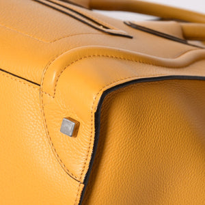 極美品 CELINE セリーヌ ラゲージ ミニショッパー ショルダーバッグ ハンドバッグ フィービー期 イエロー カーフスキン スエード ゴールド金具 S-AT-0114 S-CU-0114 廃盤 中古 4a002926