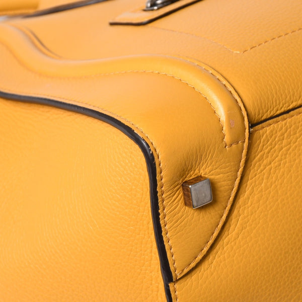 極美品 CELINE セリーヌ ラゲージ ミニショッパー ショルダーバッグ ハンドバッグ フィービー期 イエロー カーフスキン スエード ゴールド金具 S-AT-0114 S-CU-0114 廃盤 中古 4a002926