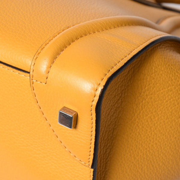 極美品 CELINE セリーヌ ラゲージ ミニショッパー ショルダーバッグ ハンドバッグ フィービー期 イエロー カーフスキン スエード ゴールド金具 S-AT-0114 S-CU-0114 廃盤 中古 4a002926
