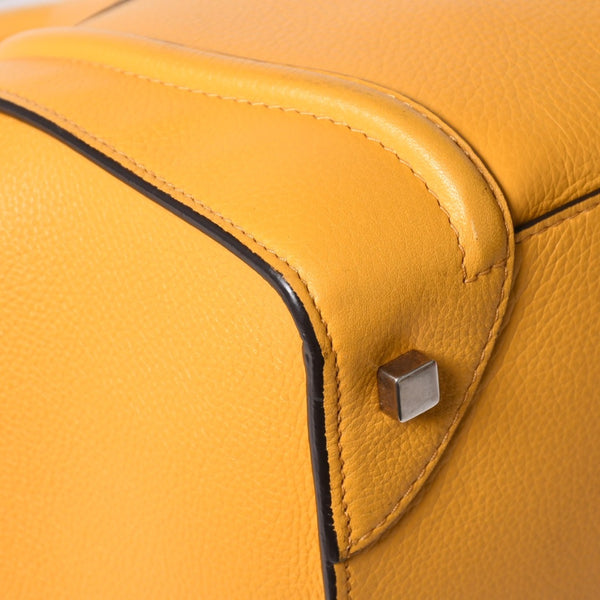 極美品 CELINE セリーヌ ラゲージ ミニショッパー ショルダーバッグ ハンドバッグ フィービー期 イエロー カーフスキン スエード ゴールド金具 S-AT-0114 S-CU-0114 廃盤 中古 4a002926