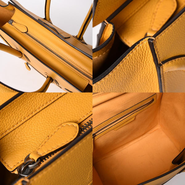 極美品 CELINE セリーヌ ラゲージ ミニショッパー ショルダーバッグ ハンドバッグ フィービー期 イエロー カーフスキン スエード ゴールド金具 S-AT-0114 S-CU-0114 廃盤 中古 4a002926