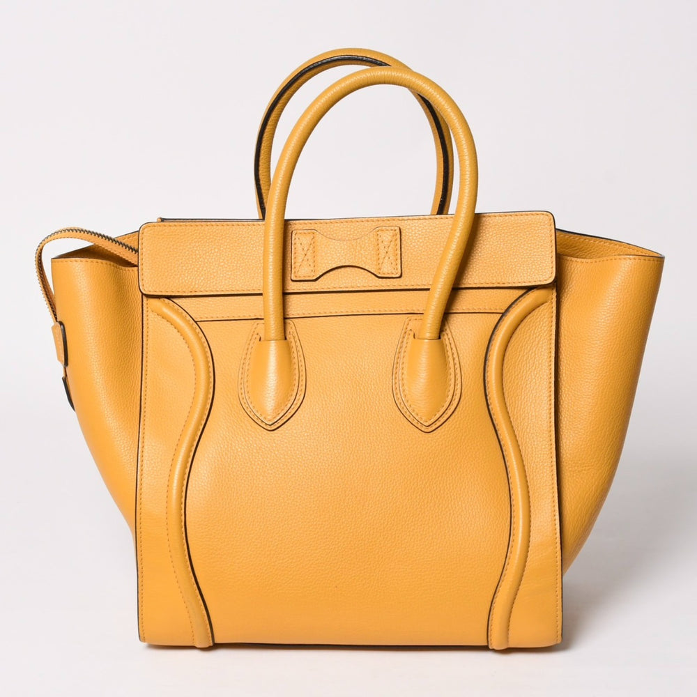 極美品 CELINE セリーヌ ラゲージ ミニショッパー ショルダーバッグ ハンドバッグ フィービー期 イエロー カーフスキン スエード ゴールド金具 S-AT-0114 S-CU-0114 廃盤 中古 4a002926