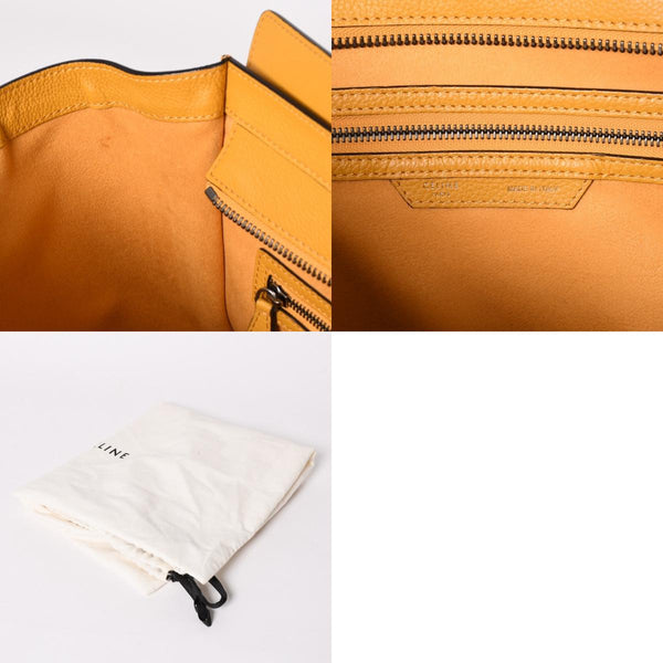 極美品 CELINE セリーヌ ラゲージ ミニショッパー ショルダーバッグ ハンドバッグ フィービー期 イエロー カーフスキン スエード ゴールド金具 S-AT-0114 S-CU-0114 廃盤 中古 4a002926
