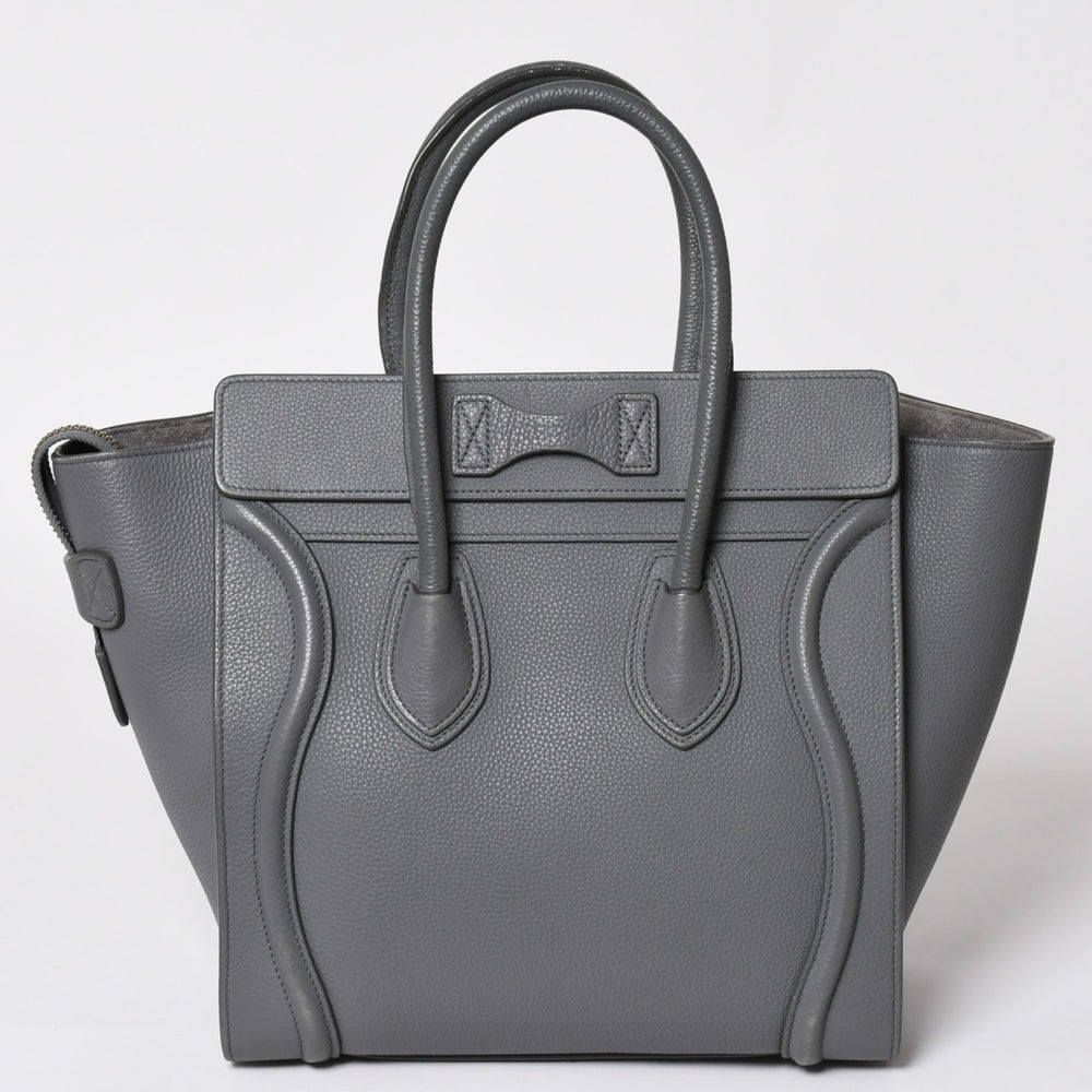 CELINE セリーヌ ラゲージマイクロショッパー ショルダーバッグ ハンドバッグ フィービー期 スリ グレー カーフスキン スエード ゴールド金具 廃盤 美品 中古 4a002931
