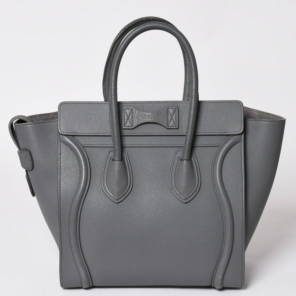 CELINE セリーヌ ラゲージマイクロショッパー ショルダーバッグ ハンドバッグ フィービー期 スリ グレー カーフスキン スエード ゴールド金具 廃盤 美品 中古 4a002931