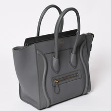 画像をギャラリービューアに読み込む, CELINE セリーヌ ラゲージマイクロショッパー ショルダーバッグ ハンドバッグ フィービー期 スリ グレー カーフスキン スエード ゴールド金具 廃盤 美品 中古 4a002931