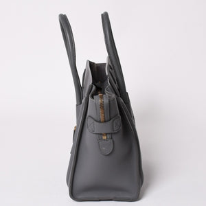 CELINE セリーヌ ラゲージマイクロショッパー ショルダーバッグ ハンドバッグ フィービー期 スリ グレー カーフスキン スエード ゴールド金具 廃盤 美品 中古 4a002931