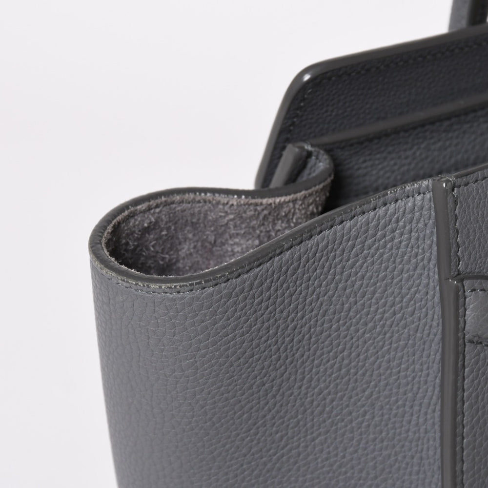 CELINE セリーヌ ラゲージマイクロショッパー ショルダーバッグ ハンドバッグ フィービー期 スリ グレー カーフスキン スエード ゴールド金具 廃盤 美品 中古 4a002931