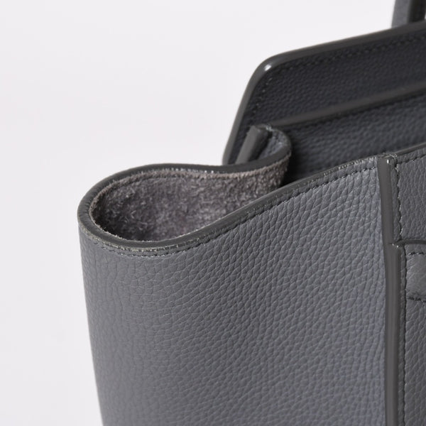 CELINE セリーヌ ラゲージマイクロショッパー ショルダーバッグ ハンドバッグ フィービー期 スリ グレー カーフスキン スエード ゴールド金具 廃盤 美品 中古 4a002931