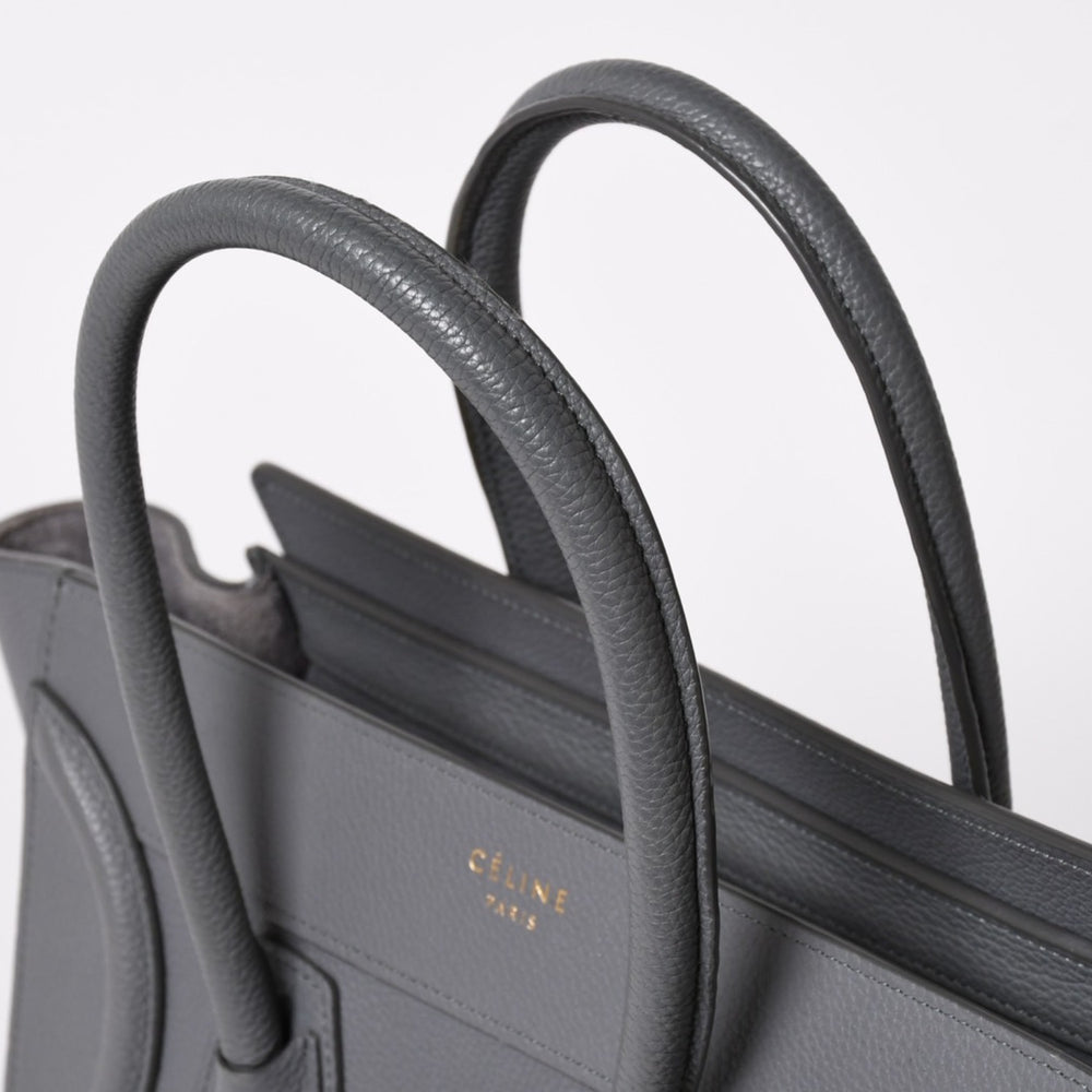 CELINE セリーヌ ラゲージマイクロショッパー ショルダーバッグ ハンドバッグ フィービー期 スリ グレー カーフスキン スエード ゴールド金具 廃盤 美品 中古 4a002931
