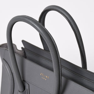 CELINE セリーヌ ラゲージマイクロショッパー ショルダーバッグ ハンドバッグ フィービー期 スリ グレー カーフスキン スエード ゴールド金具 廃盤 美品 中古 4a002931