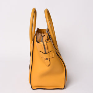 極美品 CELINE セリーヌ ラゲージ ミニショッパー ショルダーバッグ ハンドバッグ フィービー期 イエロー カーフスキン スエード ゴールド金具 S-AT-0114 S-CU-0114 廃盤 中古 4a002926