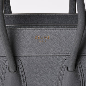 CELINE セリーヌ ラゲージマイクロショッパー ショルダーバッグ ハンドバッグ フィービー期 スリ グレー カーフスキン スエード ゴールド金具 廃盤 美品 中古 4a002931