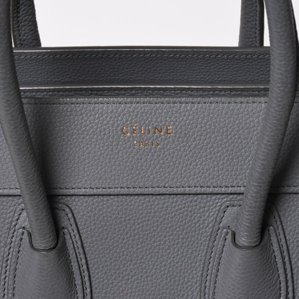 CELINE セリーヌ ラゲージマイクロショッパー ショルダーバッグ ハンドバッグ フィービー期 スリ グレー カーフスキン スエード ゴールド金具 廃盤 美品 中古 4a002931