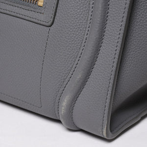 CELINE セリーヌ ラゲージマイクロショッパー ショルダーバッグ ハンドバッグ フィービー期 スリ グレー カーフスキン スエード ゴールド金具 廃盤 美品 中古 4a002931