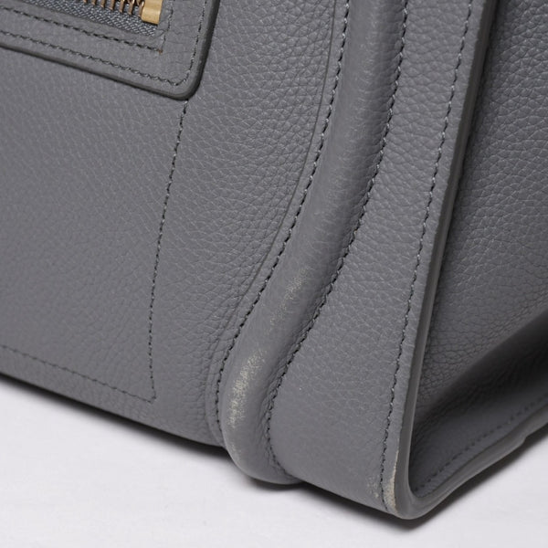 CELINE セリーヌ ラゲージマイクロショッパー ショルダーバッグ ハンドバッグ フィービー期 スリ グレー カーフスキン スエード ゴールド金具 廃盤 美品 中古 4a002931