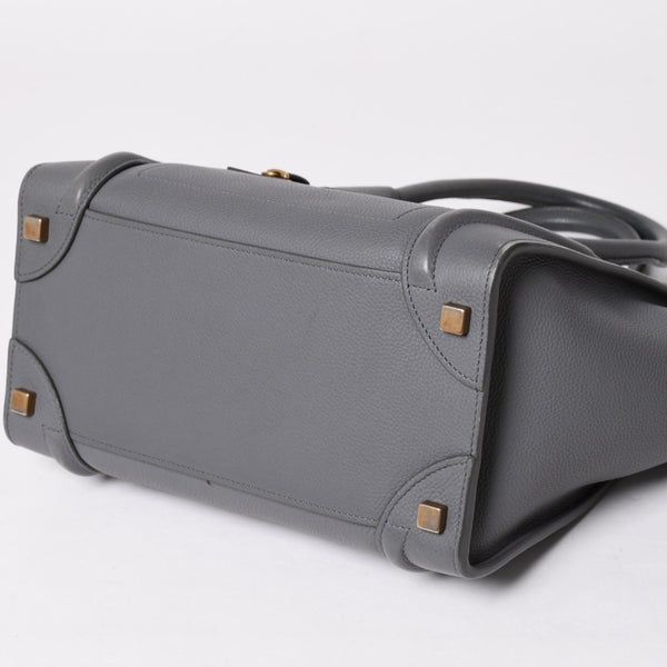 CELINE セリーヌ ラゲージマイクロショッパー ショルダーバッグ ハンドバッグ フィービー期 スリ グレー カーフスキン スエード ゴールド金具 廃盤 美品 中古 4a002931