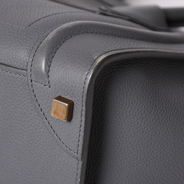 CELINE セリーヌ ラゲージマイクロショッパー ショルダーバッグ ハンドバッグ フィービー期 スリ グレー カーフスキン スエード ゴールド金具 廃盤 美品 中古 4a002931