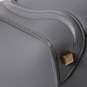 CELINE セリーヌ ラゲージマイクロショッパー ショルダーバッグ ハンドバッグ フィービー期 スリ グレー カーフスキン スエード ゴールド金具 廃盤 美品 中古 4a002931