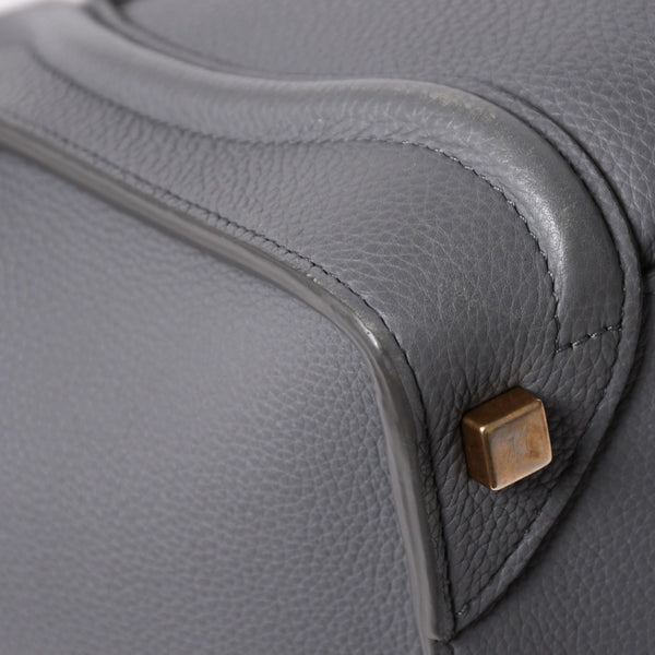 CELINE セリーヌ ラゲージマイクロショッパー ショルダーバッグ ハンドバッグ フィービー期 スリ グレー カーフスキン スエード ゴールド金具 廃盤 美品 中古 4a002931
