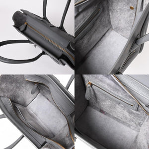 CELINE セリーヌ ラゲージマイクロショッパー ショルダーバッグ ハンドバッグ フィービー期 スリ グレー カーフスキン スエード ゴールド金具 廃盤 美品 中古 4a002931