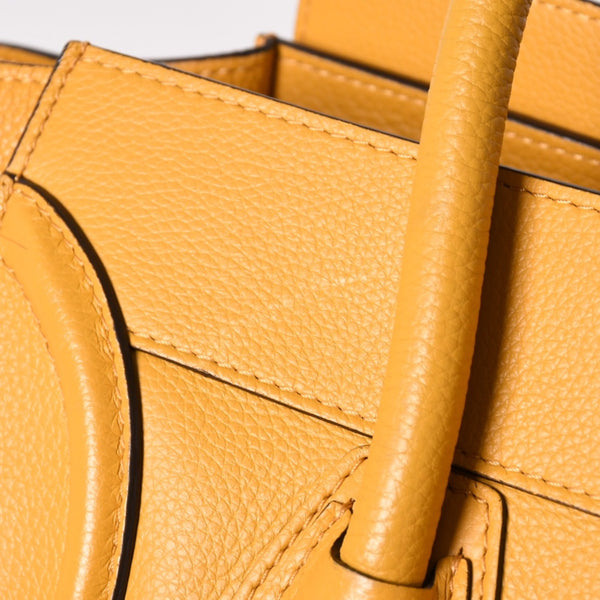 極美品 CELINE セリーヌ ラゲージ ミニショッパー ショルダーバッグ ハンドバッグ フィービー期 イエロー カーフスキン スエード ゴールド金具 S-AT-0114 S-CU-0114 廃盤 中古 4a002926