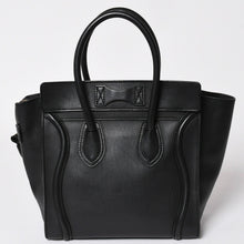 画像をギャラリービューアに読み込む, 極美品 CELINE セリーヌ ラゲージマイクロショッパー ショルダーバッグ ハンドバッグ フィービー期 ブラック カーフスキン スエード ゴールド金具 廃盤 中古 4a002938