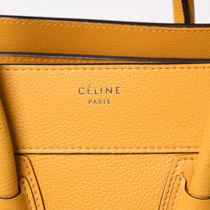 極美品 CELINE セリーヌ ラゲージ ミニショッパー ショルダーバッグ ハンドバッグ フィービー期 イエロー カーフスキン スエード ゴールド金具 S-AT-0114 S-CU-0114 廃盤 中古 4a002926