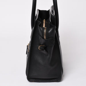 極美品 CELINE セリーヌ ラゲージマイクロショッパー ショルダーバッグ ハンドバッグ フィービー期 ブラック カーフスキン スエード ゴールド金具 廃盤 中古 4a002938