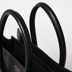 極美品 CELINE セリーヌ ラゲージマイクロショッパー ショルダーバッグ ハンドバッグ フィービー期 ブラック カーフスキン スエード ゴールド金具 廃盤 中古 4a002938