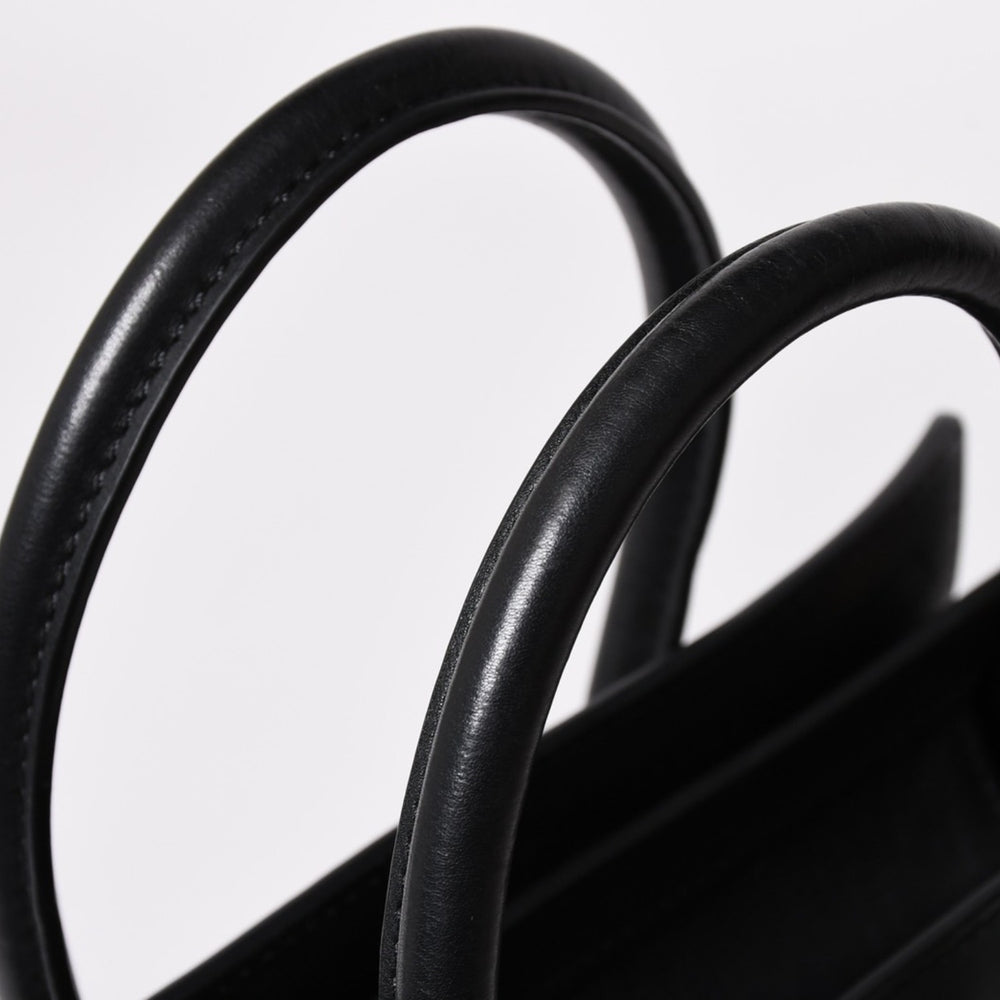 極美品 CELINE セリーヌ ラゲージマイクロショッパー ショルダーバッグ ハンドバッグ フィービー期 ブラック カーフスキン スエード ゴールド金具 廃盤 中古 4a002938