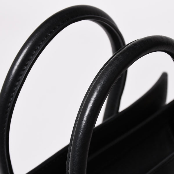 極美品 CELINE セリーヌ ラゲージマイクロショッパー ショルダーバッグ ハンドバッグ フィービー期 ブラック カーフスキン スエード ゴールド金具 廃盤 中古 4a002938