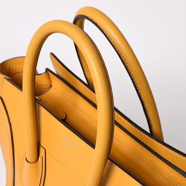 極美品 CELINE セリーヌ ラゲージ ミニショッパー ショルダーバッグ ハンドバッグ フィービー期 イエロー カーフスキン スエード ゴールド金具 S-AT-0114 S-CU-0114 廃盤 中古 4a002926