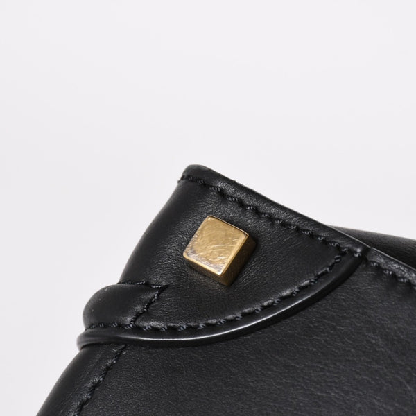 極美品 CELINE セリーヌ ラゲージマイクロショッパー ショルダーバッグ ハンドバッグ フィービー期 ブラック カーフスキン スエード ゴールド金具 廃盤 中古 4a002938